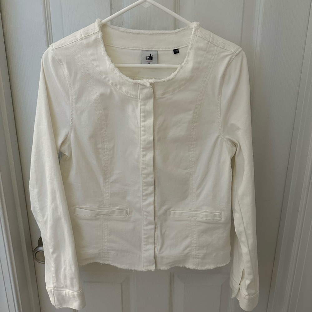 CAbi Women's White Denim Like Jacket
